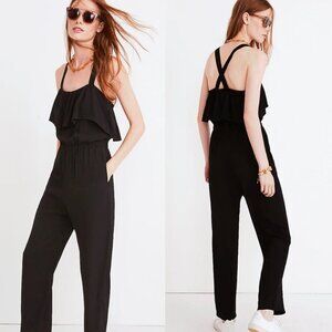 🦋 MADEWELL Black Apron Ruffle Jumpsuit